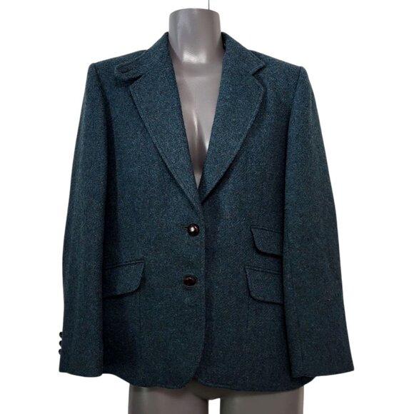 Charter Club Petites Wool Blazer Blue-Green Hong Kong Tailored Academia - Picture 11 of 14